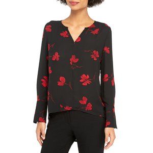 NWT The Limited Red Floral High Low Tunic Top